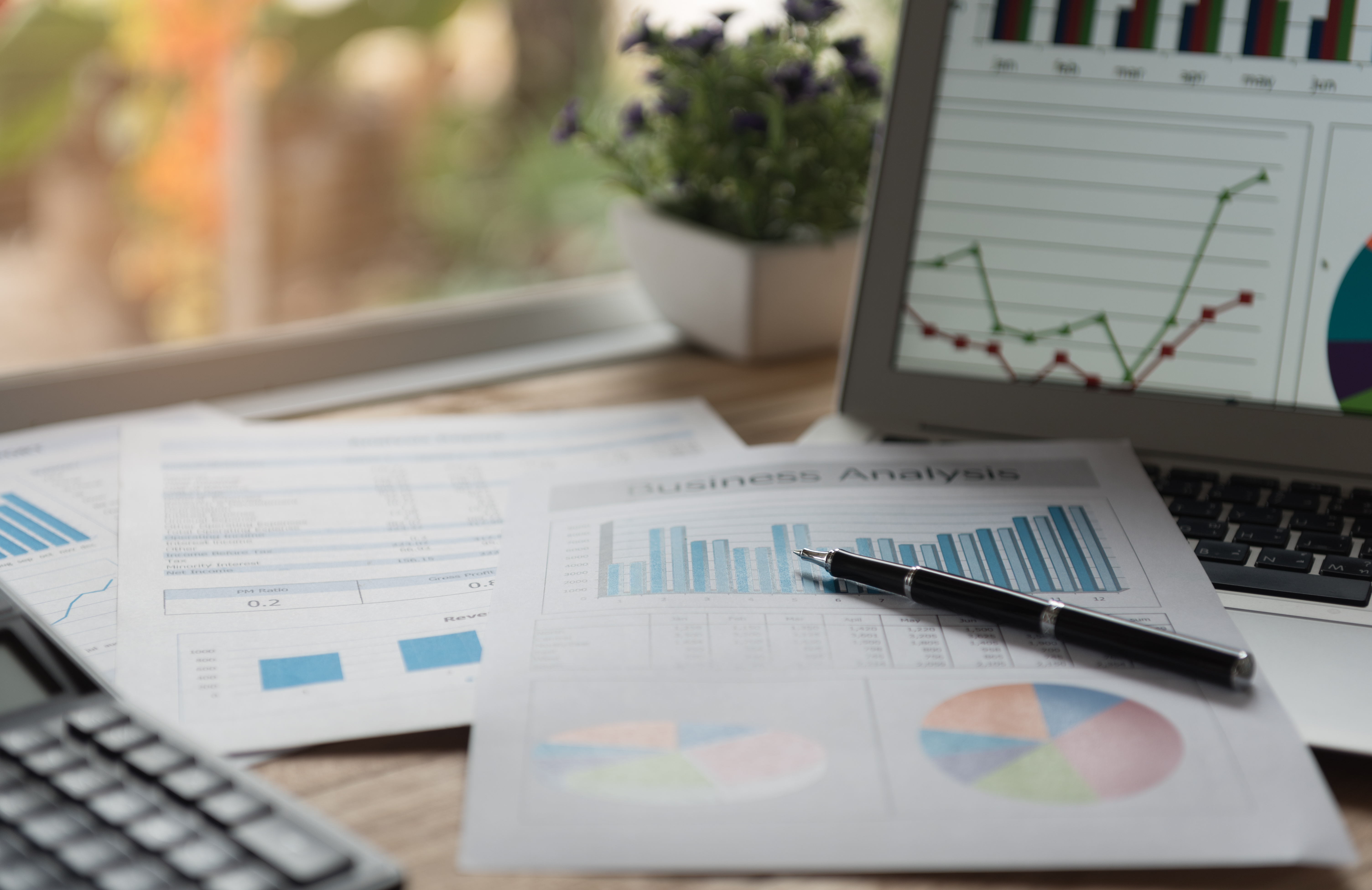 Small business owner reviewing financial records